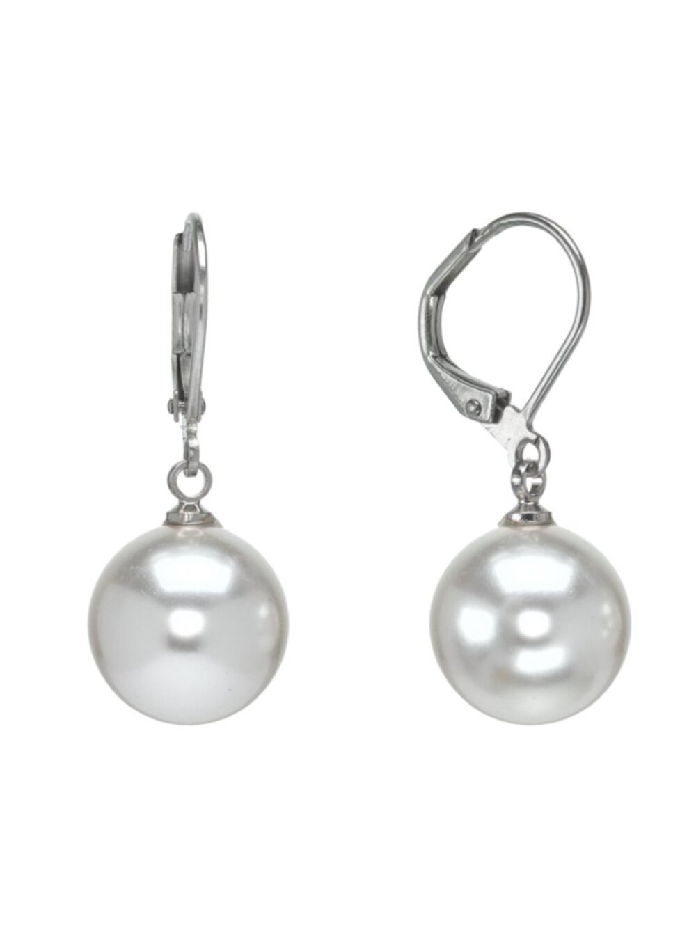 NWT 10mm Swarovski Pearl Drop Earrings – Elegant Silver Tone